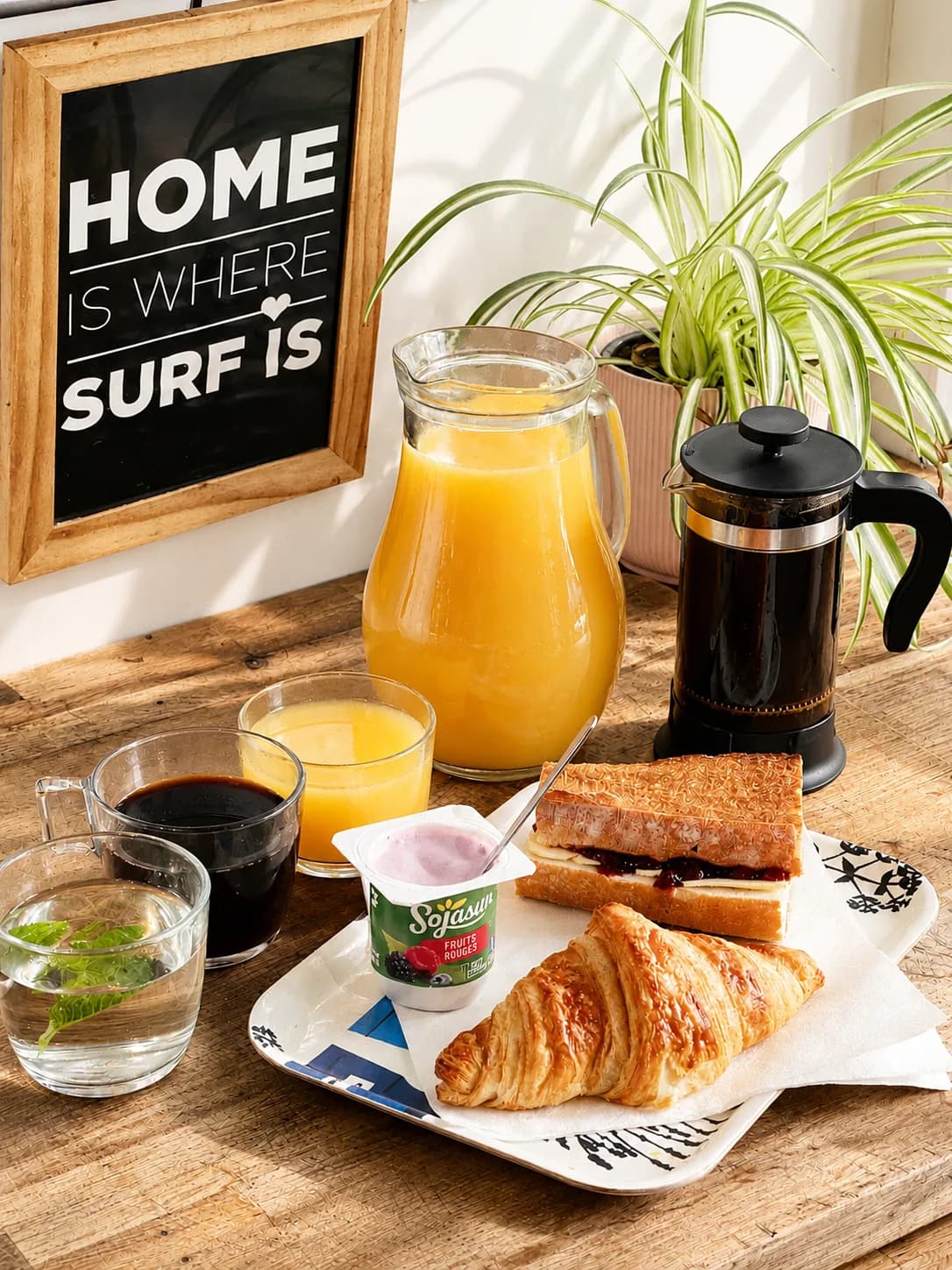 Breakfast spread at Koala Surf House